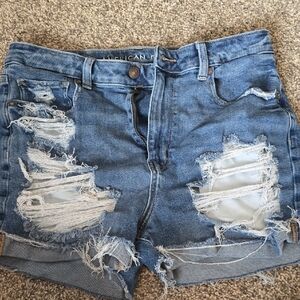 American Eagle Outfitters Distressed Blue Denim Shorts